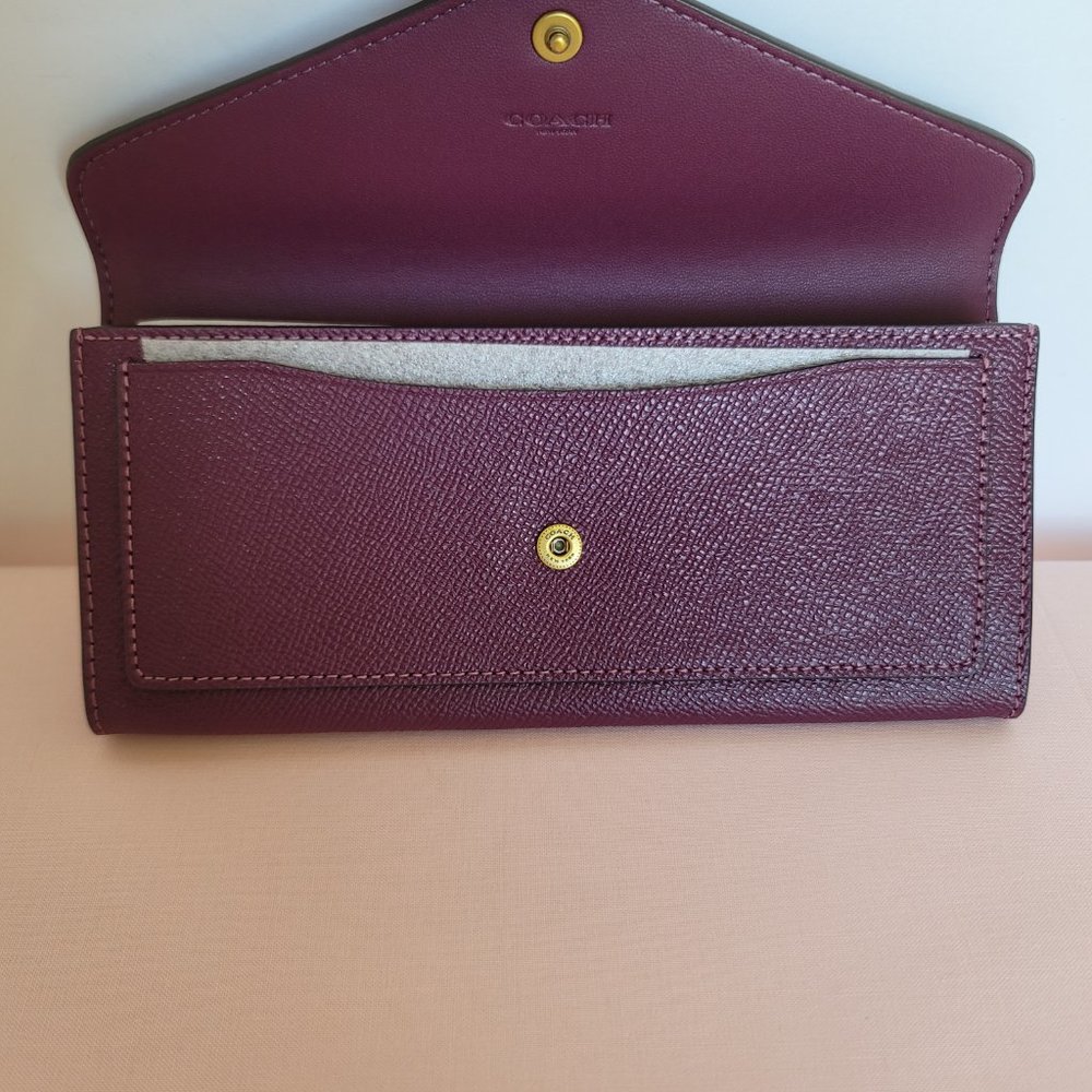 COACH Wyn Envelope Crossgrain Leather Large Wallet –Deep Berry⭐ - Picture 9 of 16